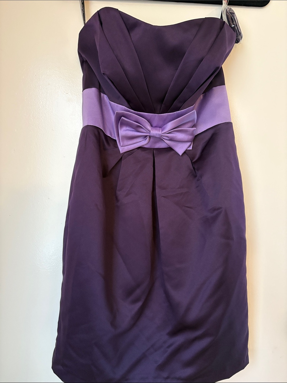 Alfred Angelo Womens Strapless Purple Party Dress with Bow